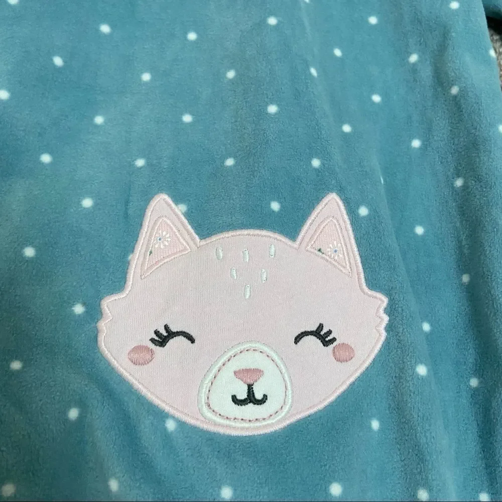 New Carter’s Fleece Hooded Zipper Fox Bottom Polka Dot Winter Bunting - 6 months